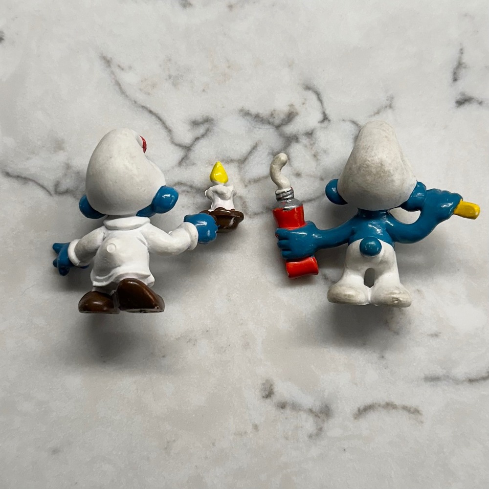 Vintage Smurfs PVC Figures Lot of 7 Peyo Schleich Papa Smurf Miniature Toys - Picture 7 of 16